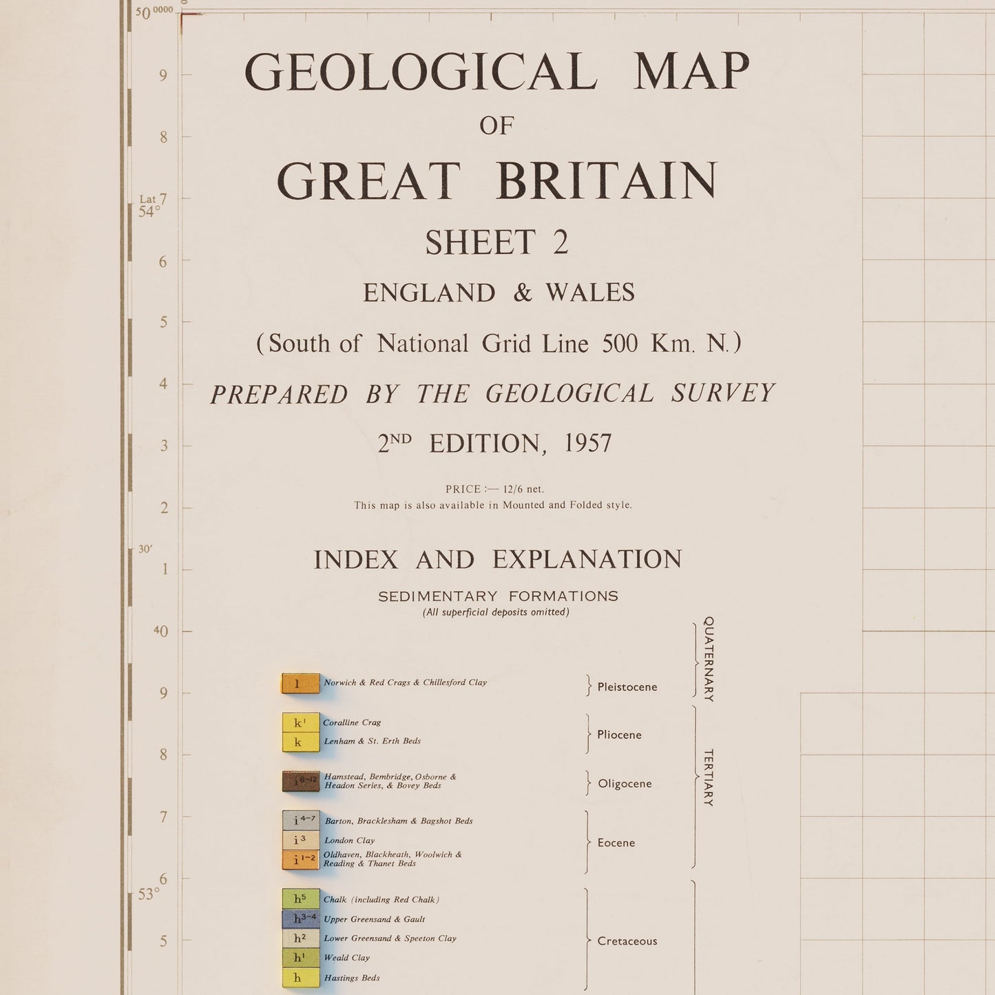 England and Wales 1957 Shaded Relief Map