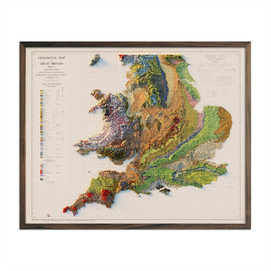 Vintage Relief Map of England and Wales