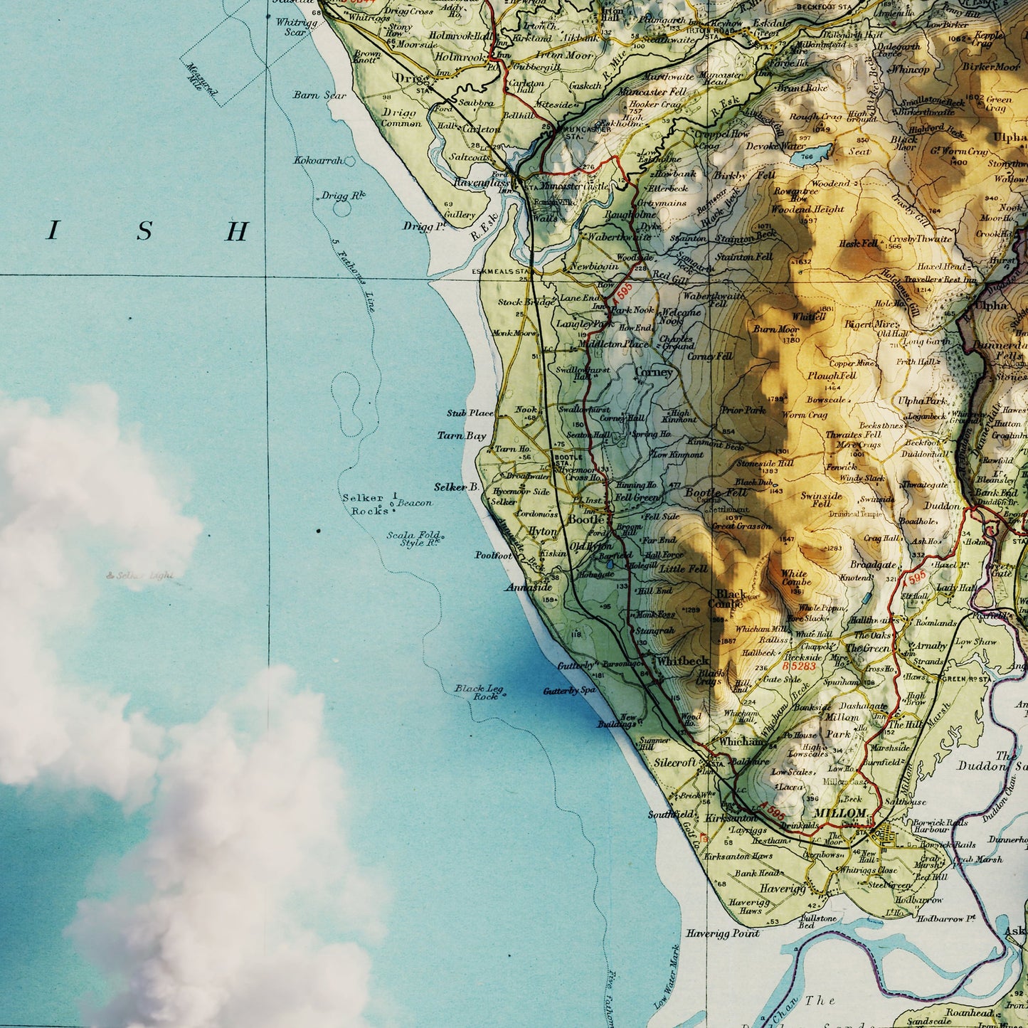 English Lakes 1941 Shaded Relief Map