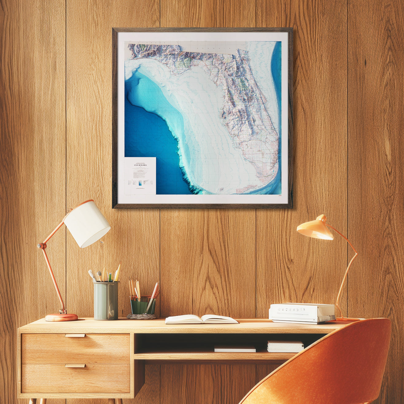 Florida 1989 Shaded Relief Map