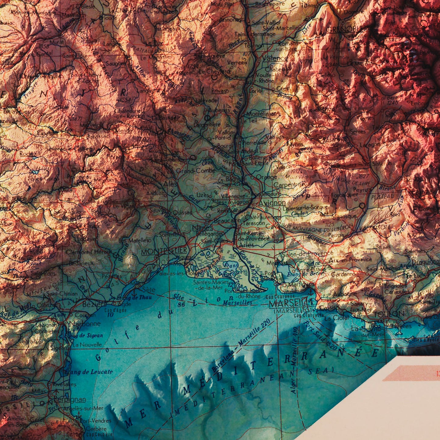 France 1964 Shaded Relief Map