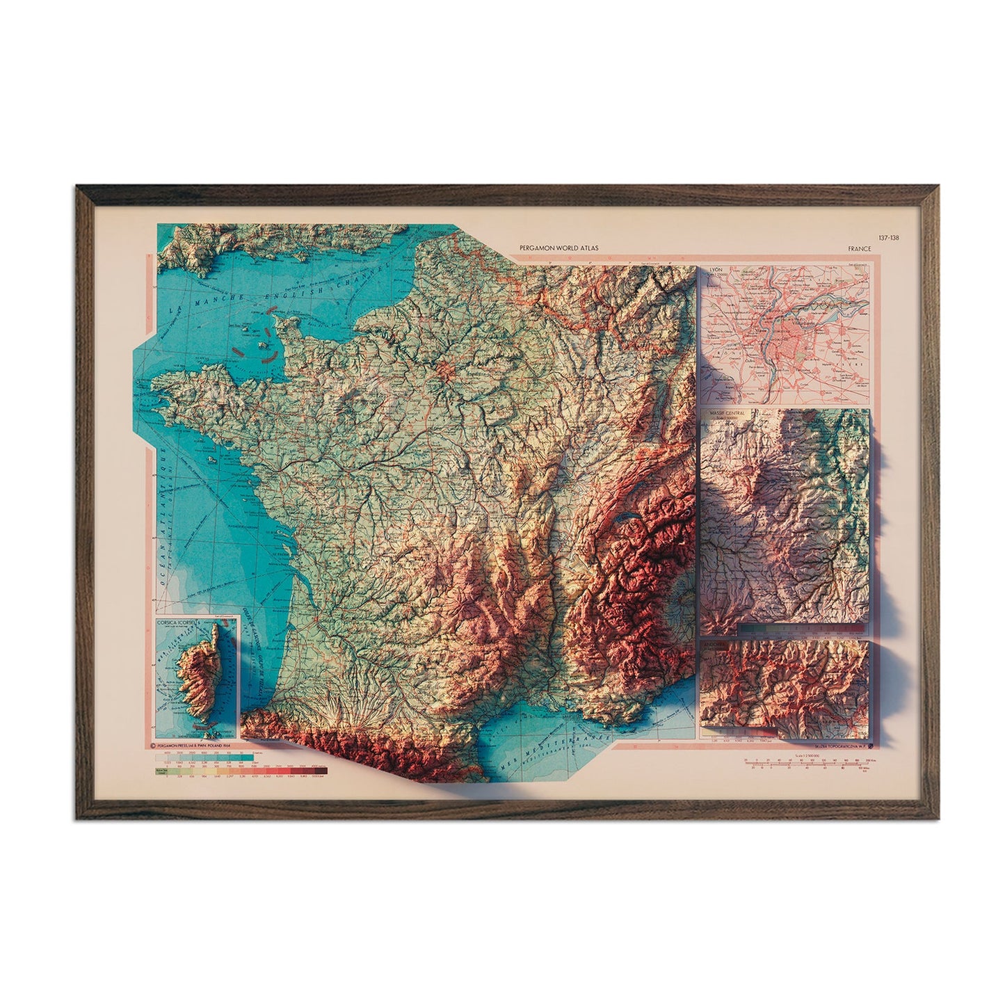 France 1964 Shaded Relief Map