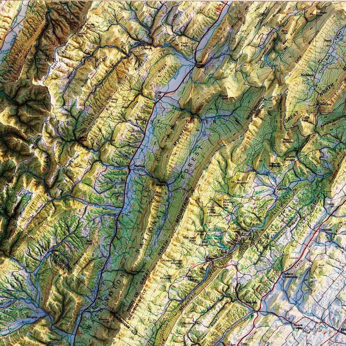 Shenandoah National Park 1986 Shaded Relief Map