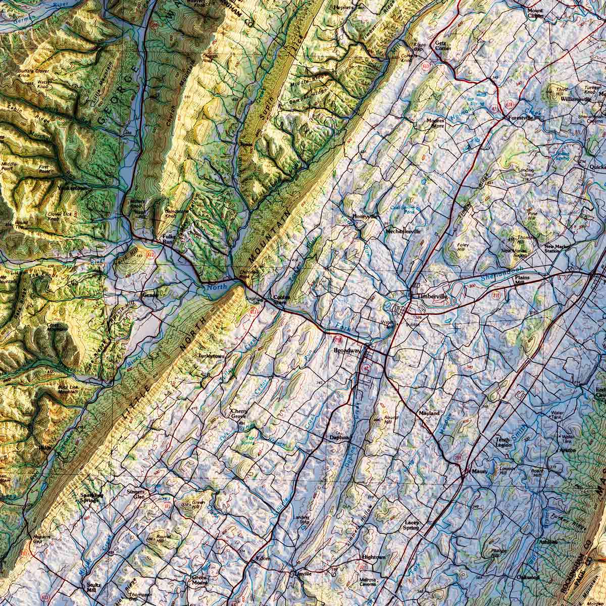 Shenandoah National Park 1986 Shaded Relief Map