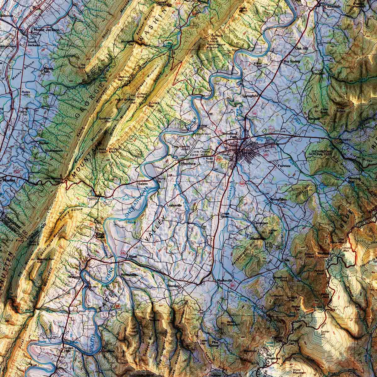 Shenandoah National Park 1986 Shaded Relief Map