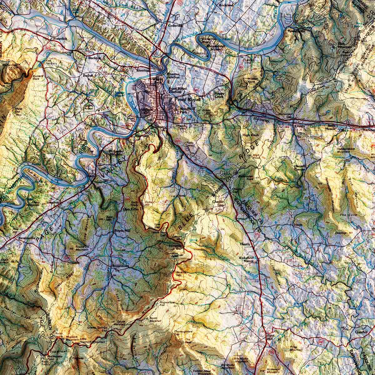 Shenandoah National Park 1986 Shaded Relief Map
