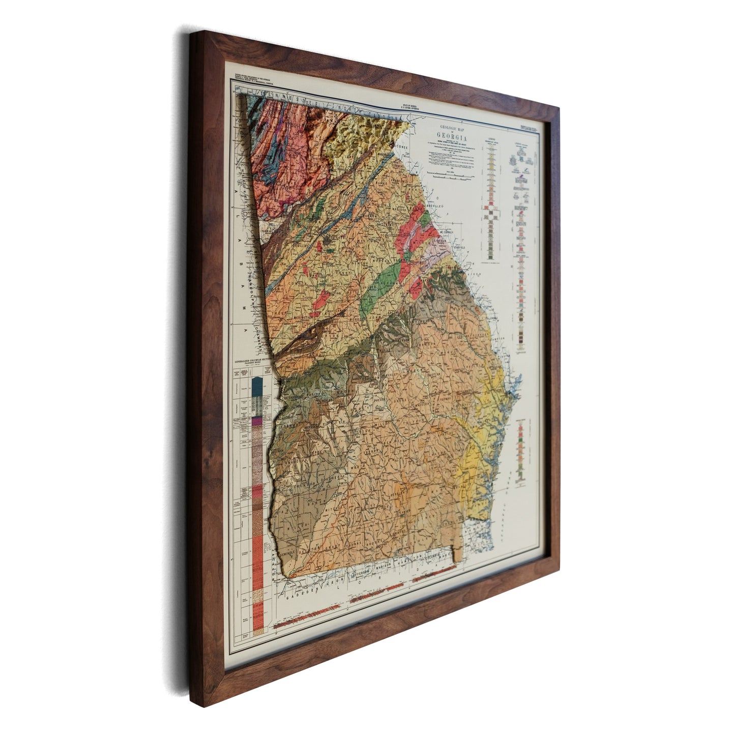 Georgia 1938 3D Raised Relief Map