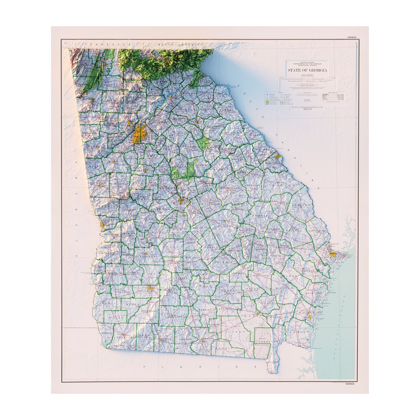 Georgia Relief Map - 1970