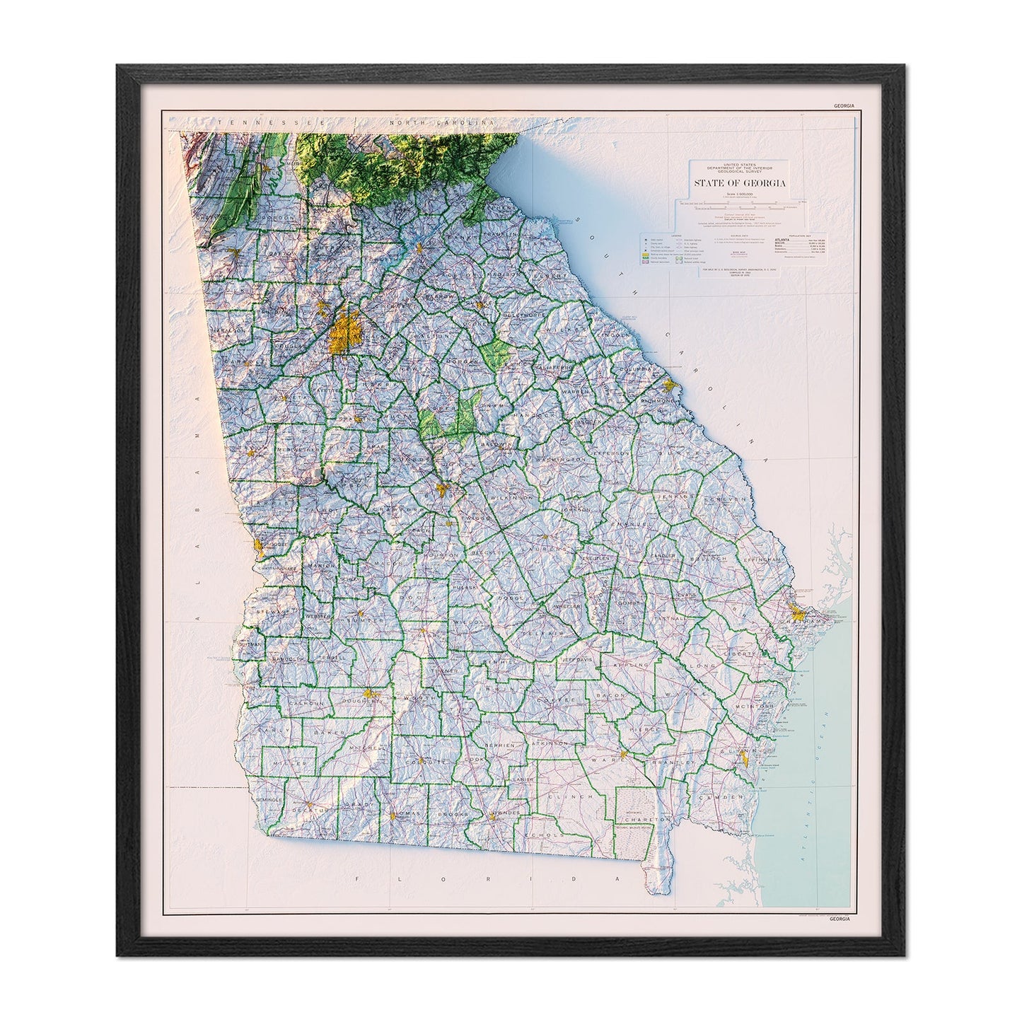 Georgia Relief Map - 1970