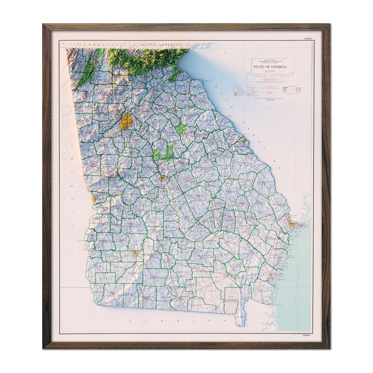 Georgia Relief Map - 1970