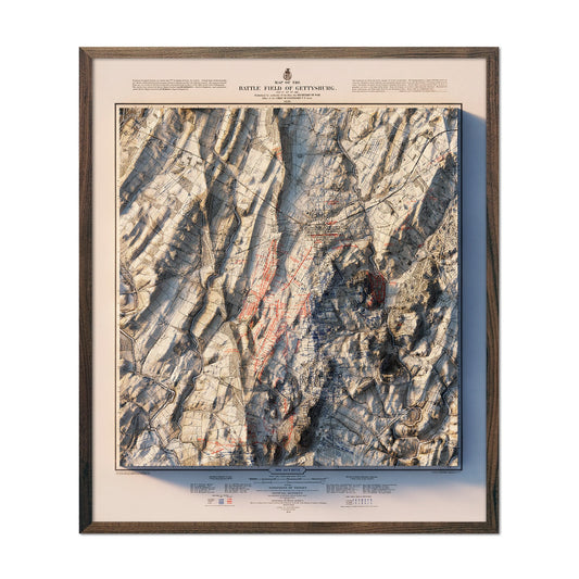 Gettysburg 3rd Day 1876 Shaded Relief Map