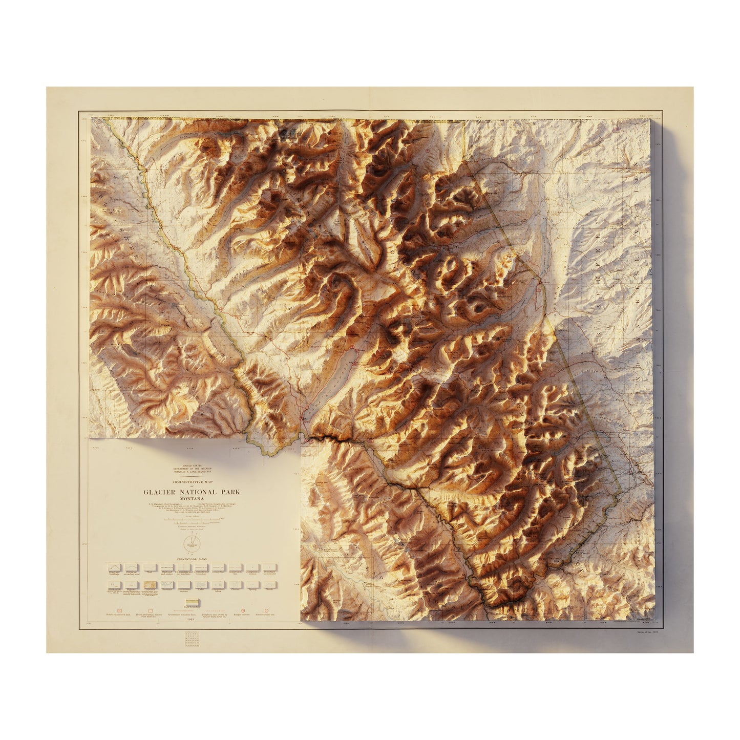 Glacier Relief Map - 1915