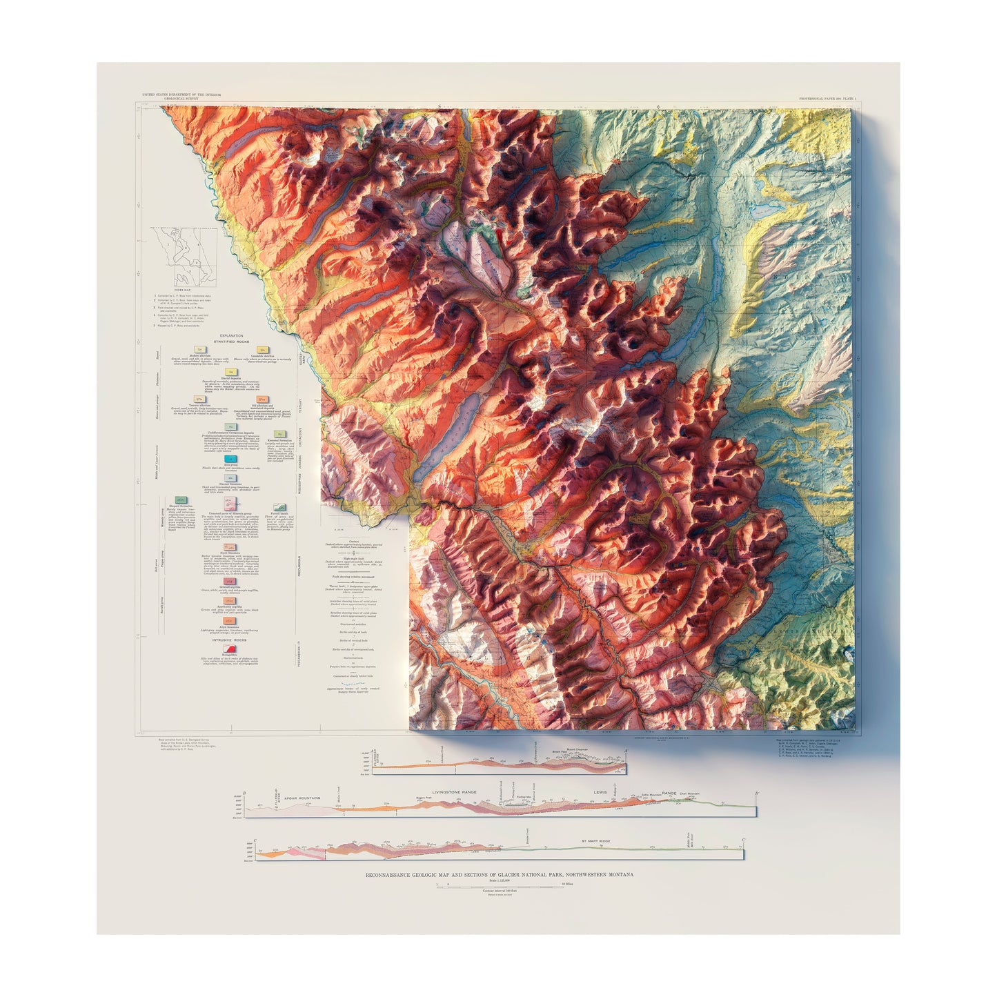 Glacier Relief Map - 1959