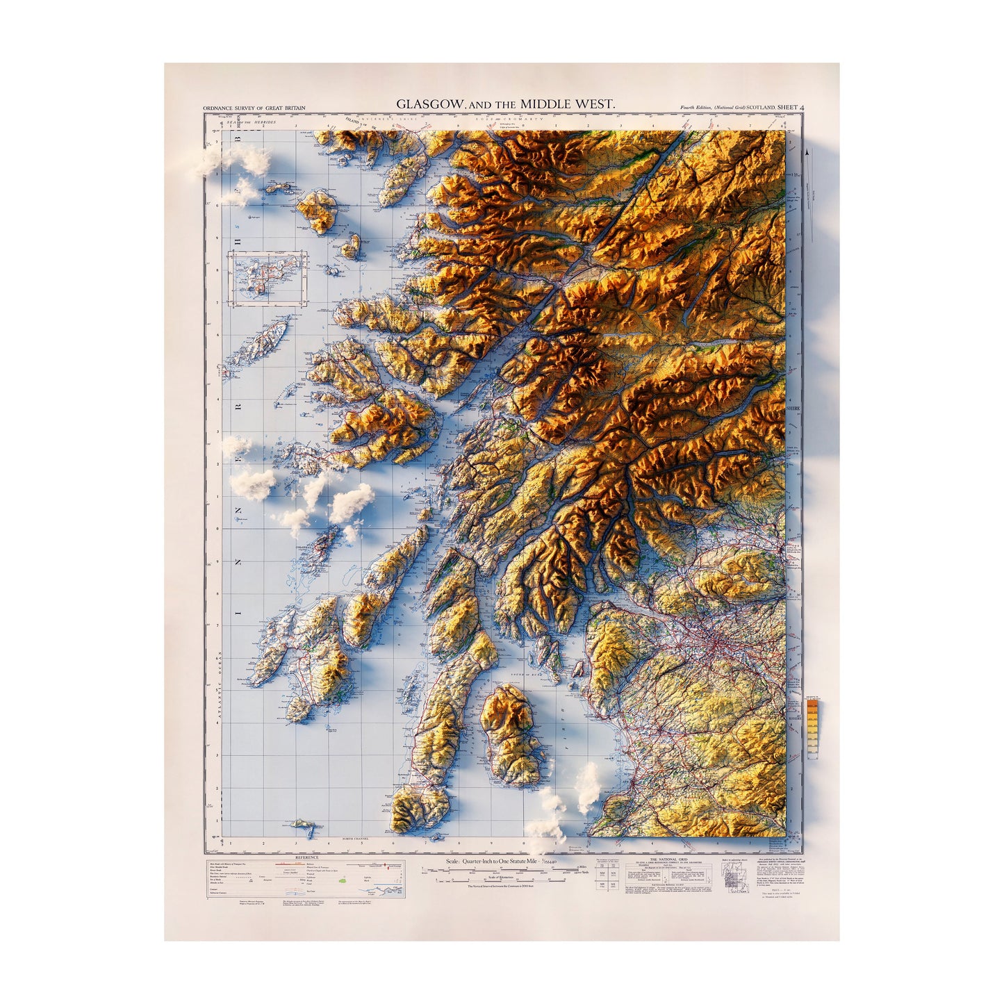 Relief Map of Glasgow and the Middle West