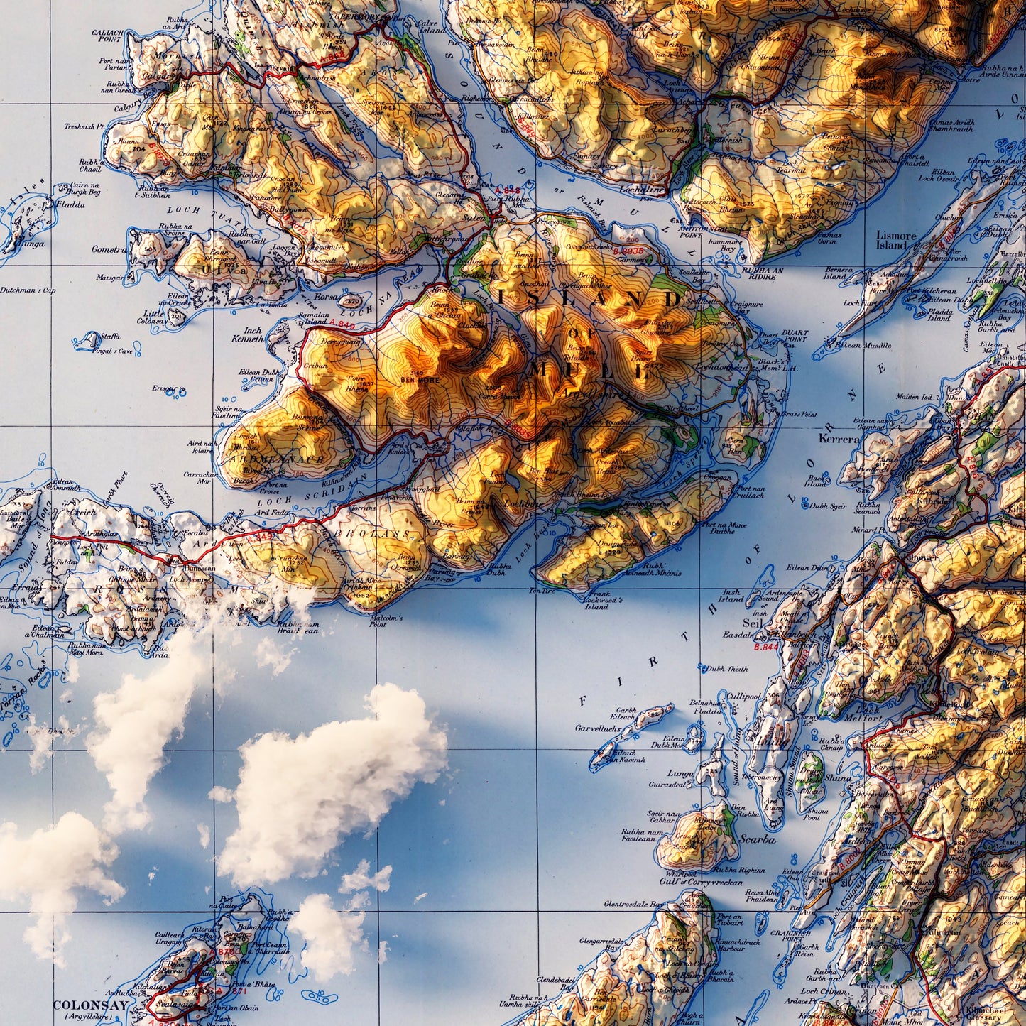 Glasgow and the Middle West 1957 Shaded Relief Map