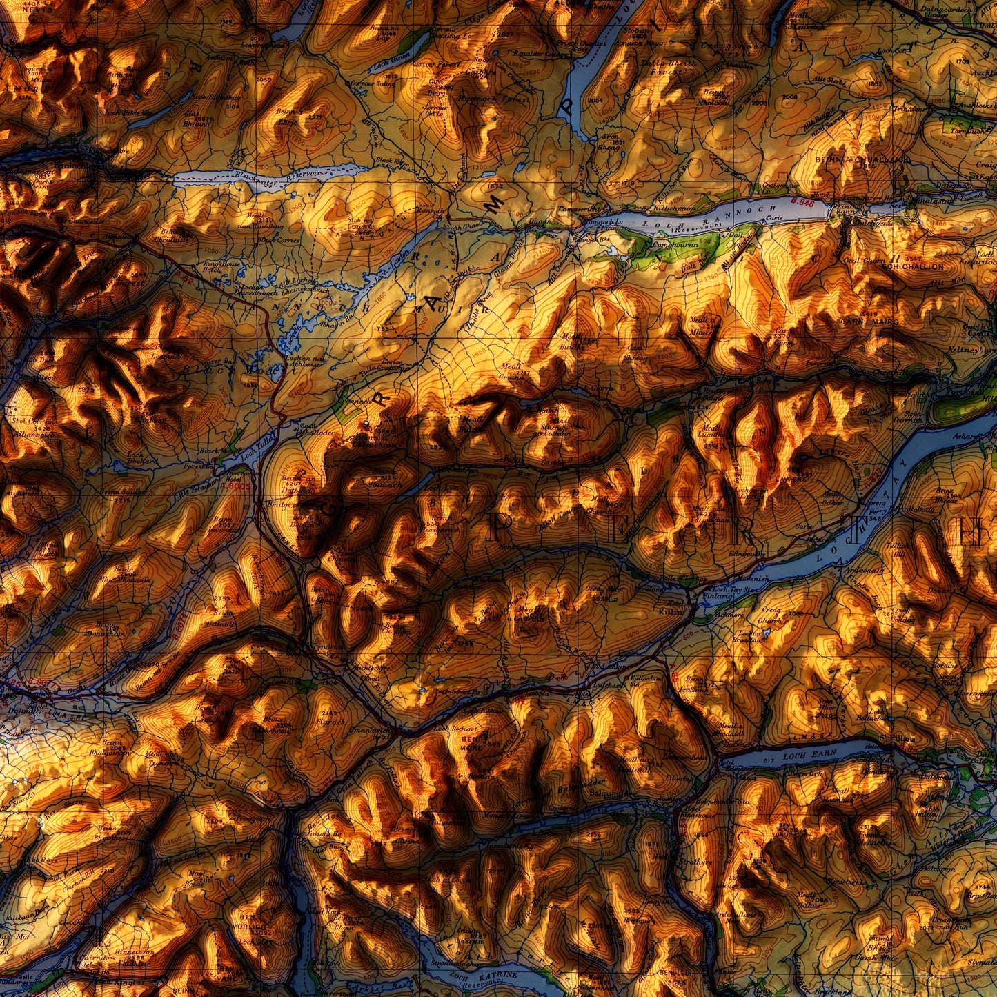Glasgow and the Middle West 1957 Shaded Relief Map