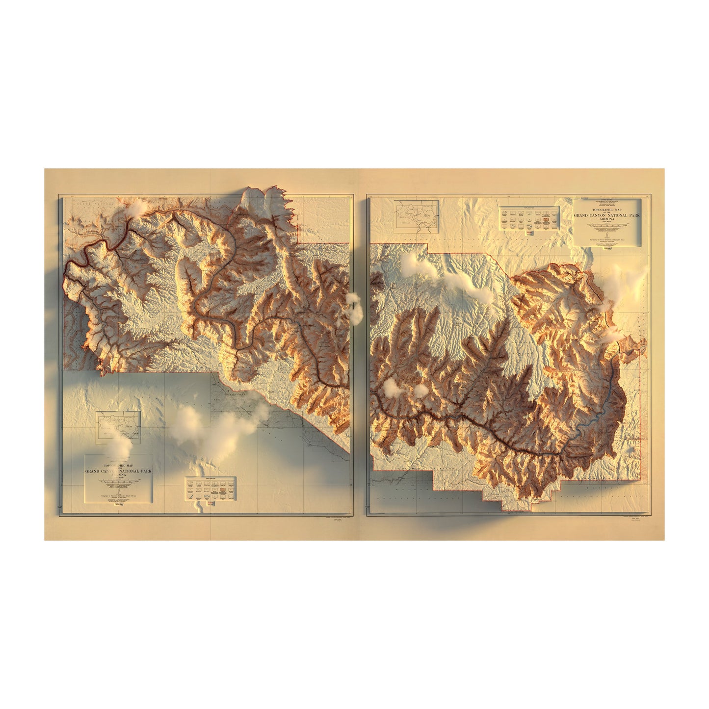 Vintage Grand Canyon Relief Map - 1948