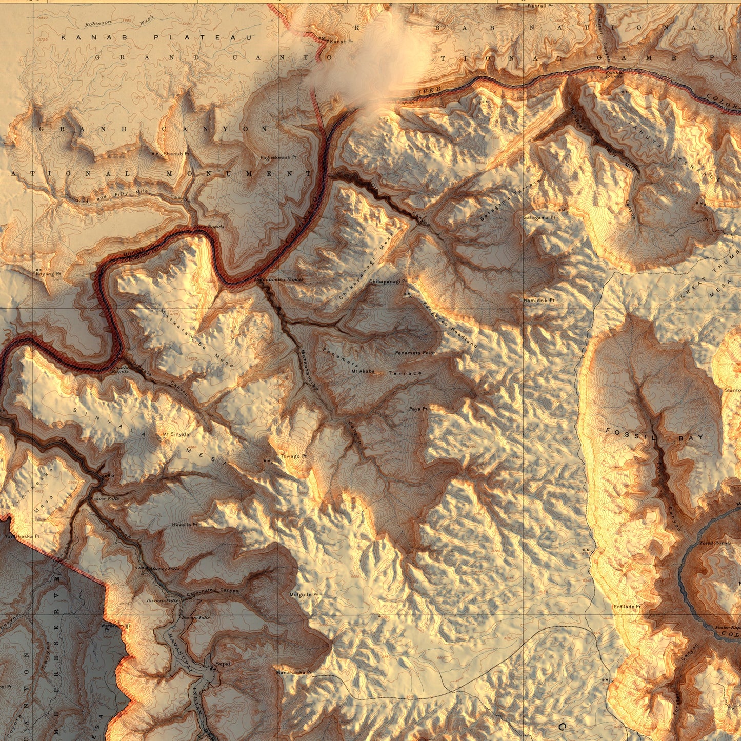 Grand Canyon 1948 Shaded Relief Map