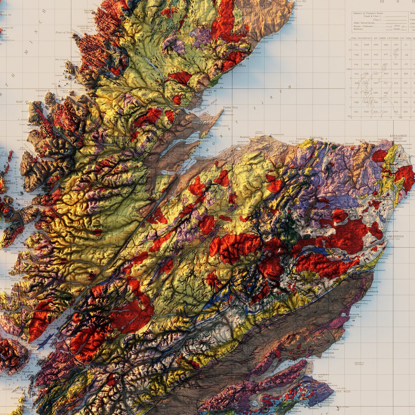 Great Britain 1957 Shaded Relief Map