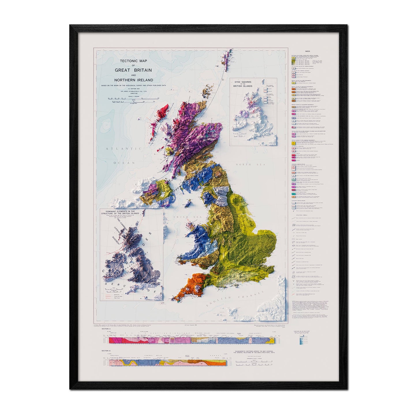 Great Britain and Northern Ireland 1966 Shaded Relief Map