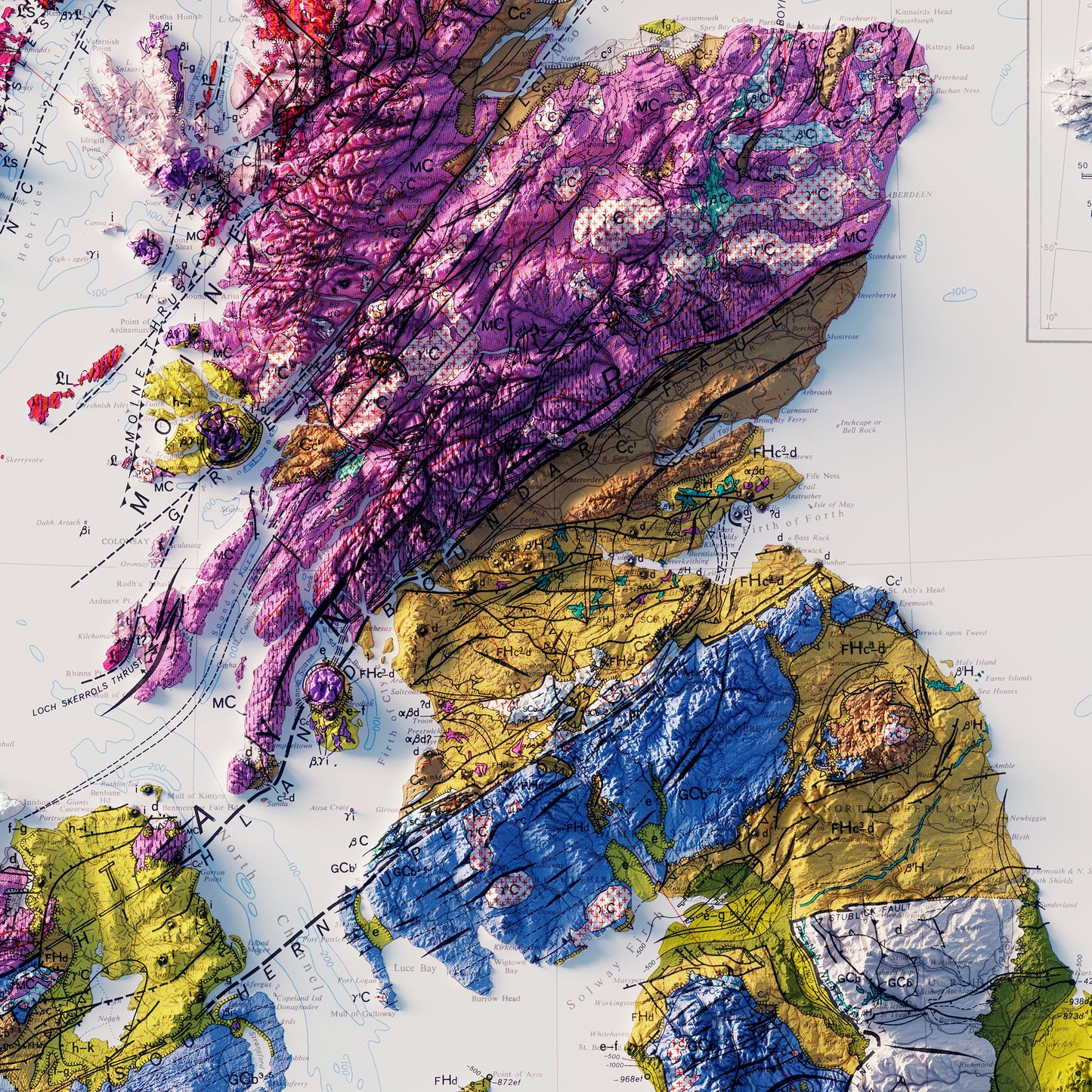 Great Britain and Northern Ireland 1966 Shaded Relief Map