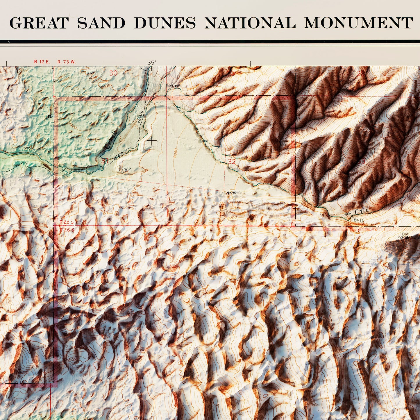 Great Sand Dunes National Park 1967 Shaded Relief Map