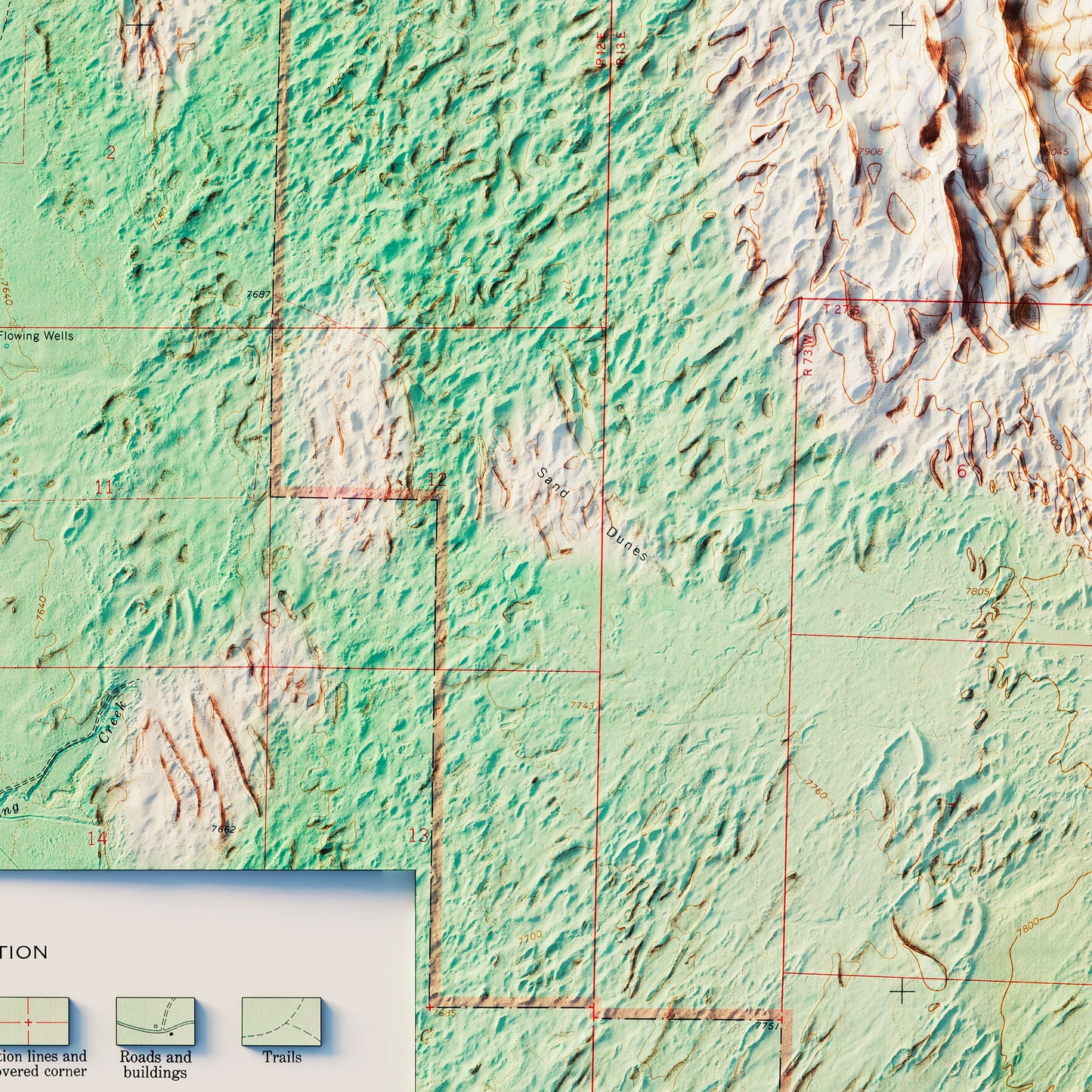 Great Sand Dunes National Park 1967 Shaded Relief Map