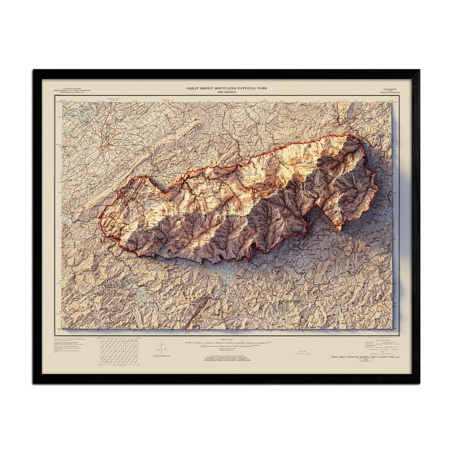 Great Smoky Mountains Relief Map - 1974