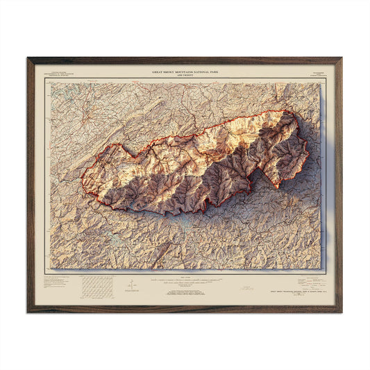 Great Smoky Mountains Relief Map - 1974