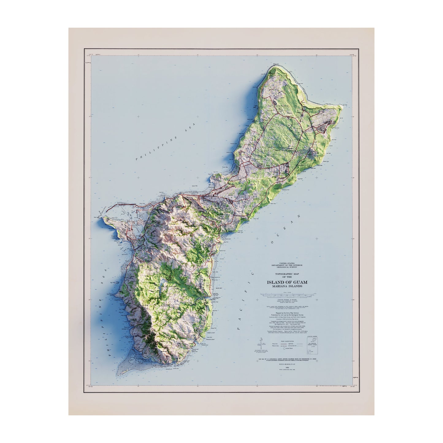 Guam Relief Map - 1965