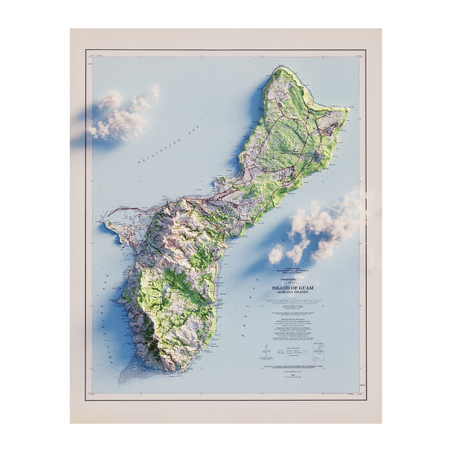 Guam Relief Map - 1965