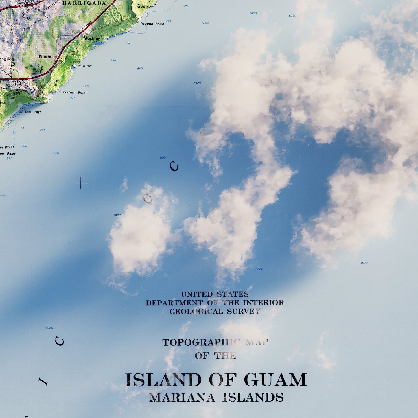 Guam 1965 Shaded Relief Map