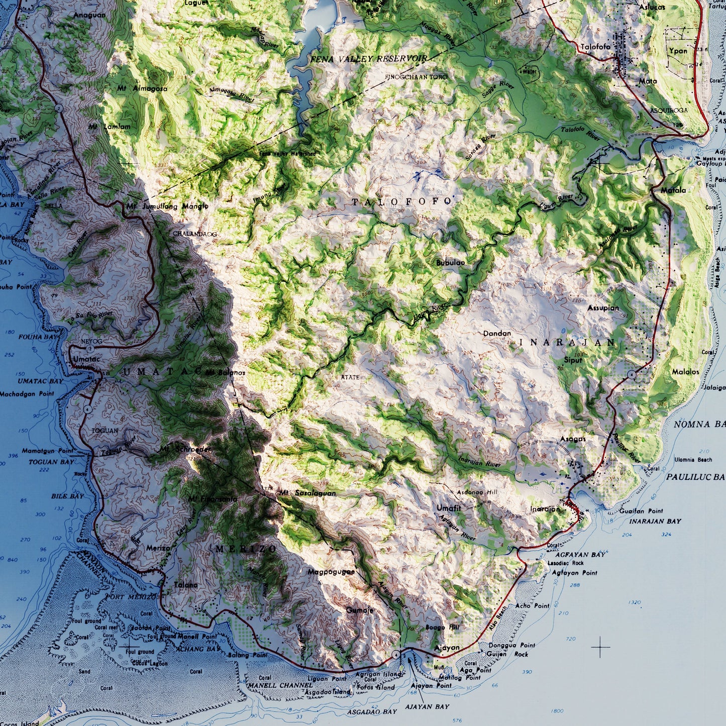 Guam 1965 Shaded Relief Map