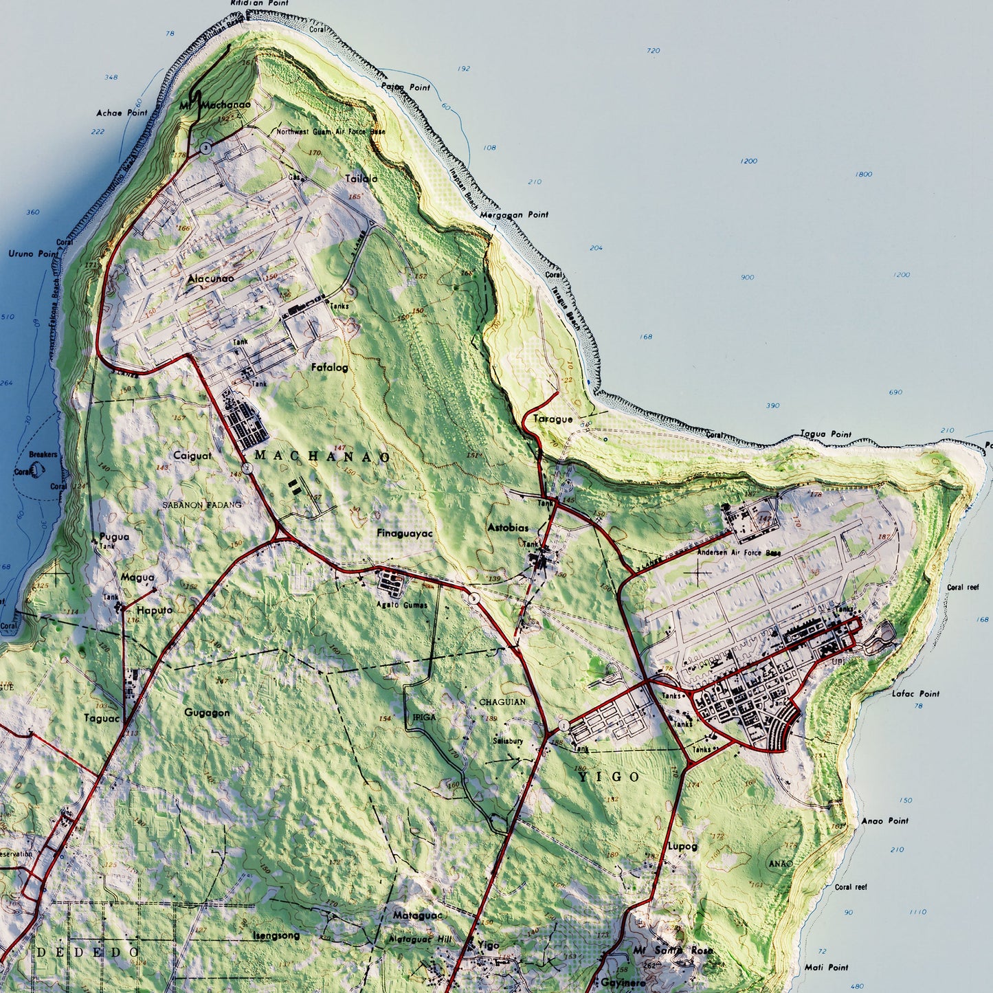 Guam 1965 Shaded Relief Map