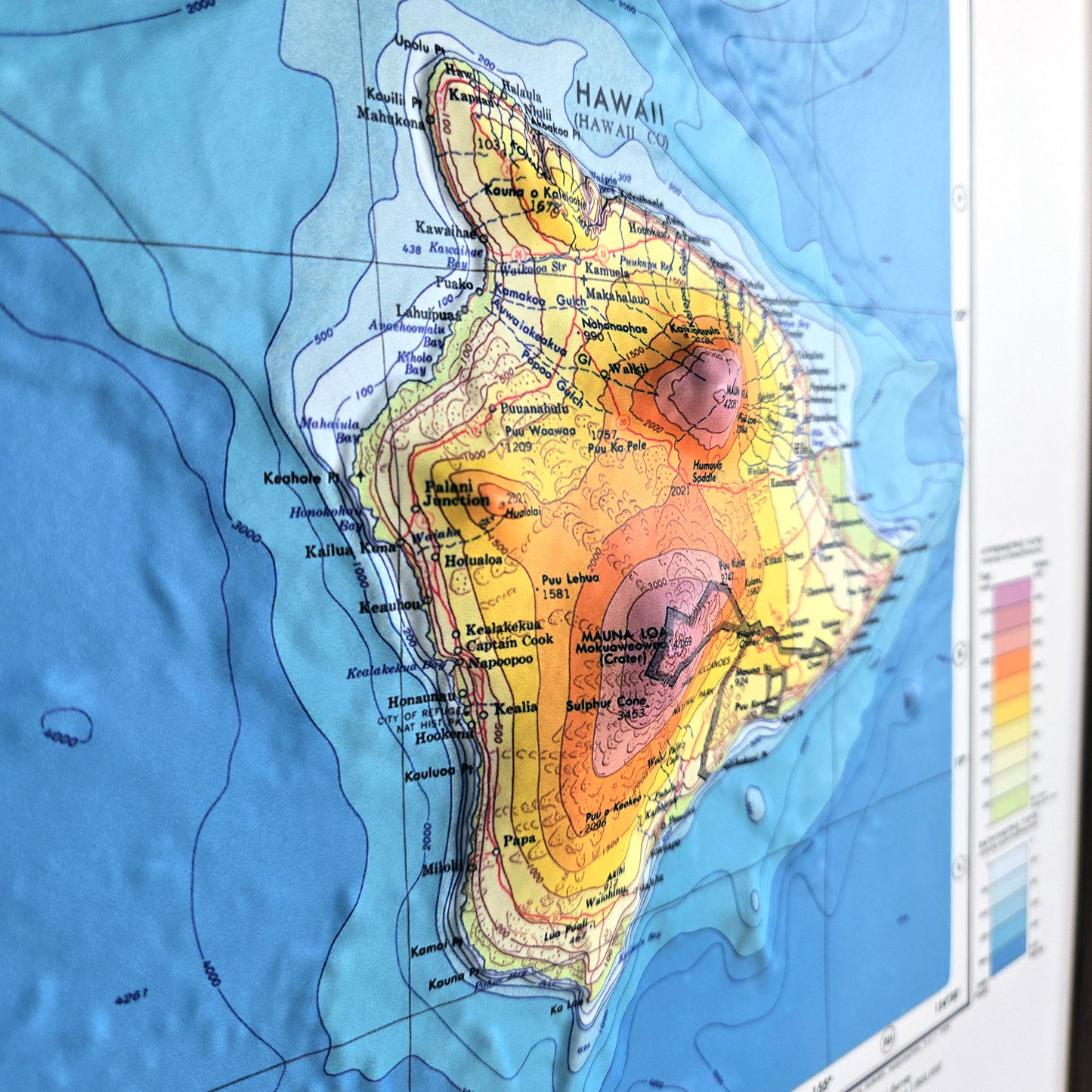 Hawaii Islands 1971 3D Raised Relief Map