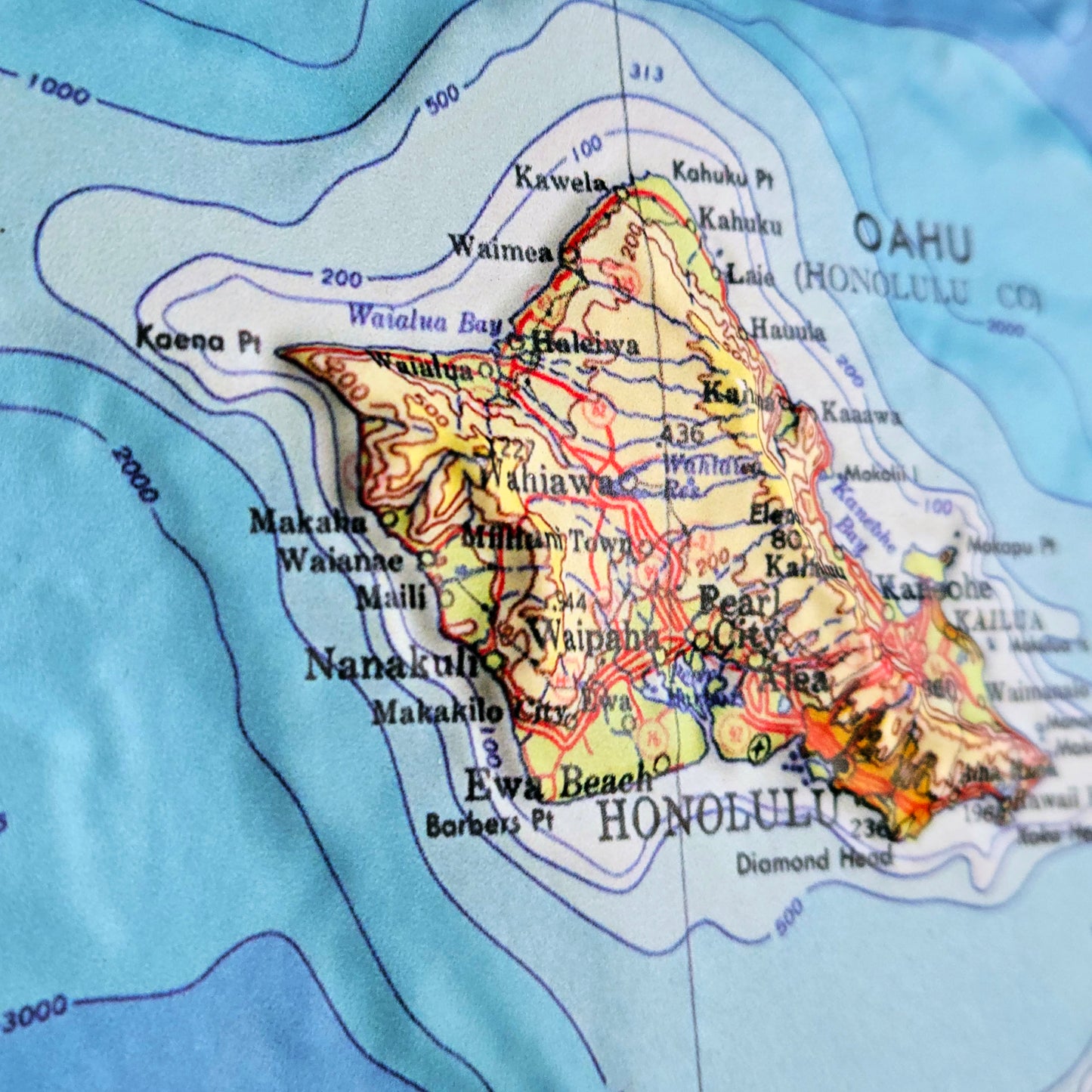 Hawaii Islands 1971 3D Raised Relief Map