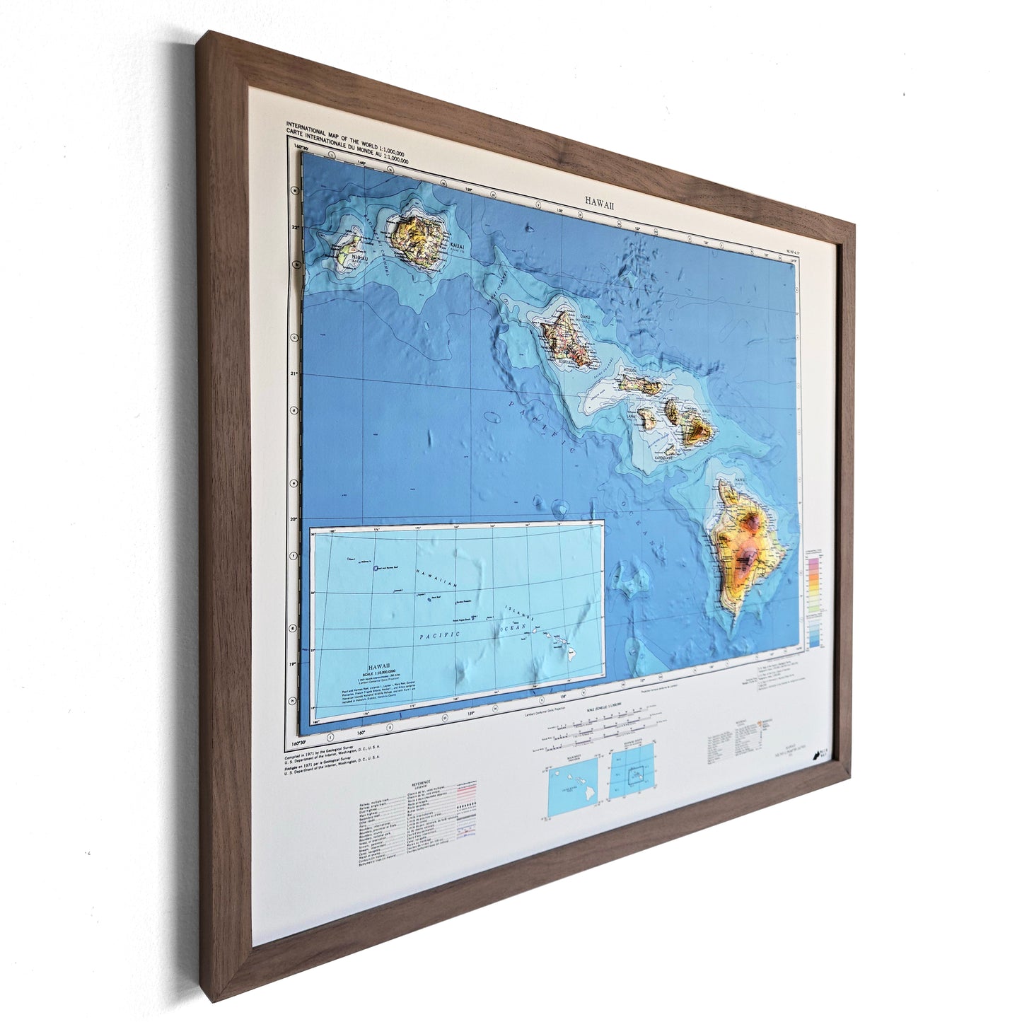 Hawaii Islands 1971 3D Raised Relief Map