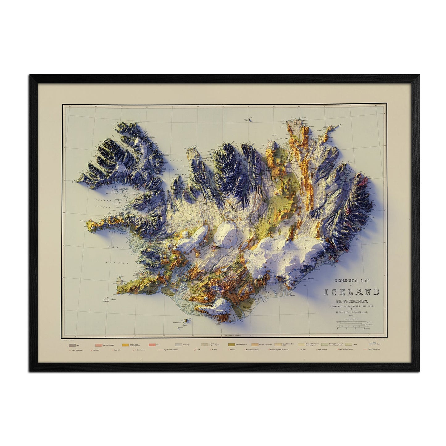 Iceland 1901 Relief Map