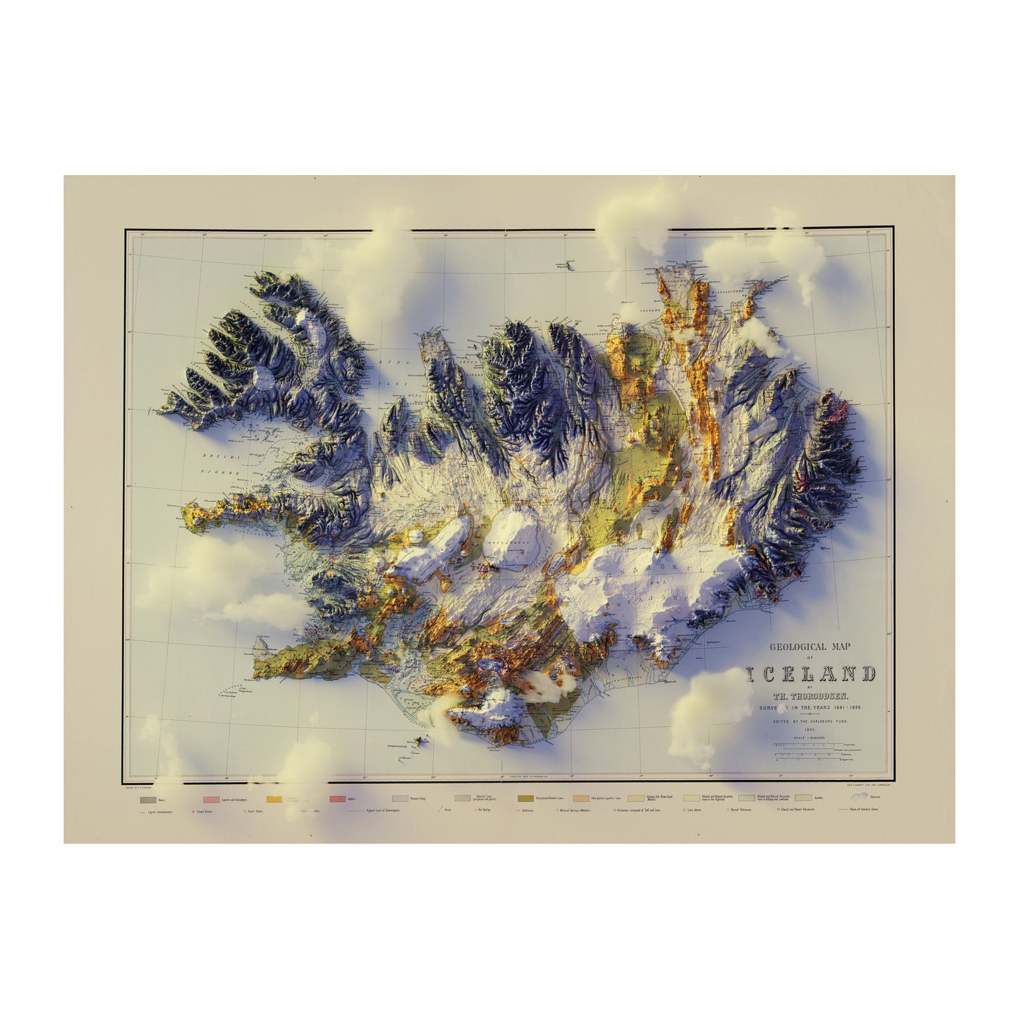 Iceland 1901 Relief Map