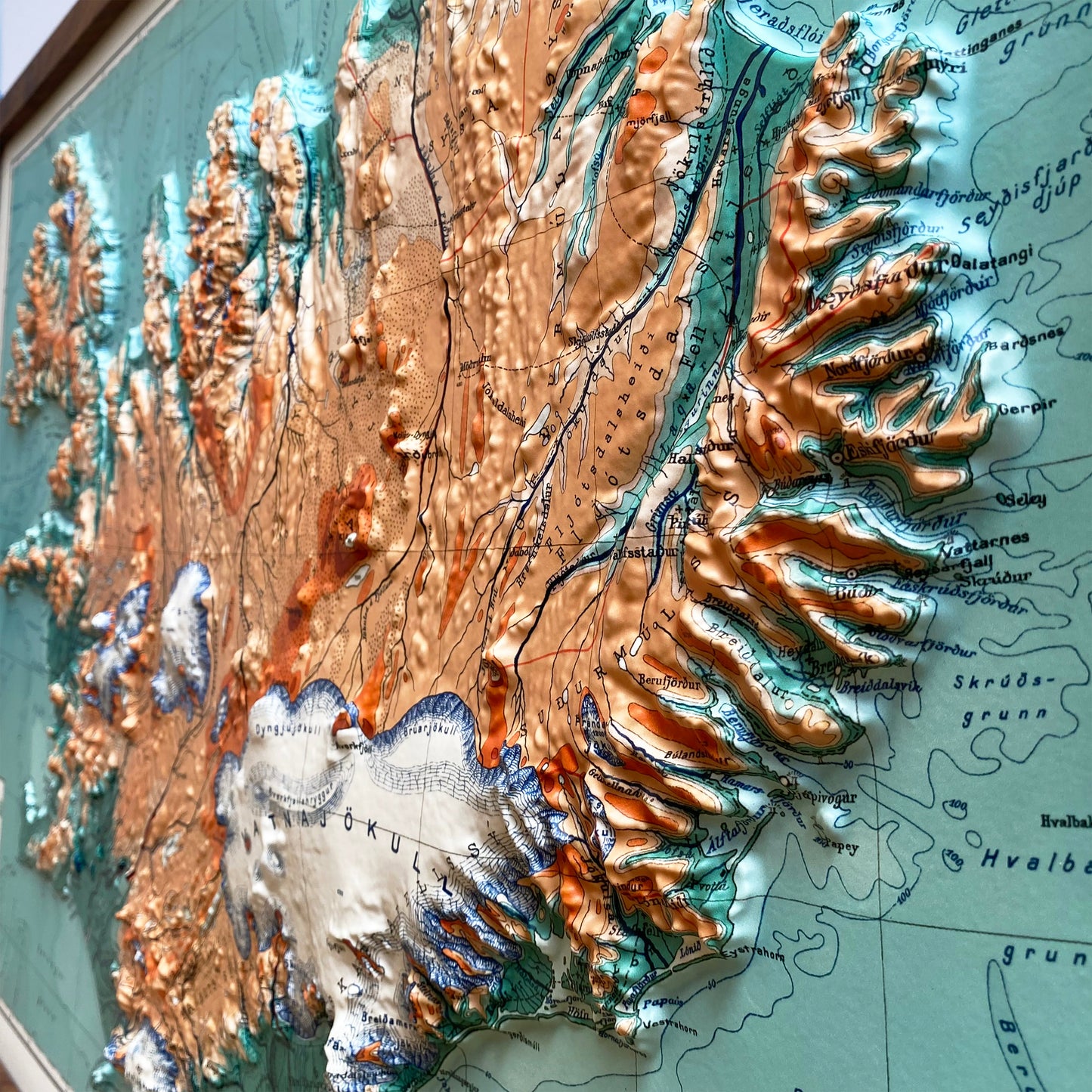 Iceland 1928 3D Raised Relief Map