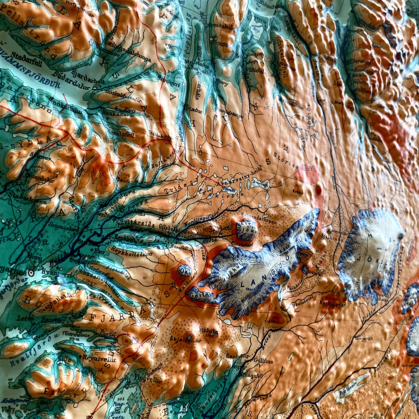 Iceland 1928 3D Raised Relief Map