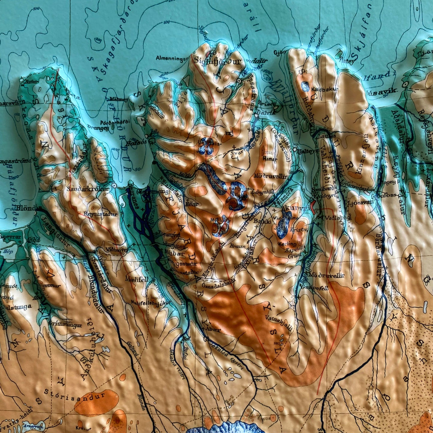 Iceland 1928 3D Raised Relief Map