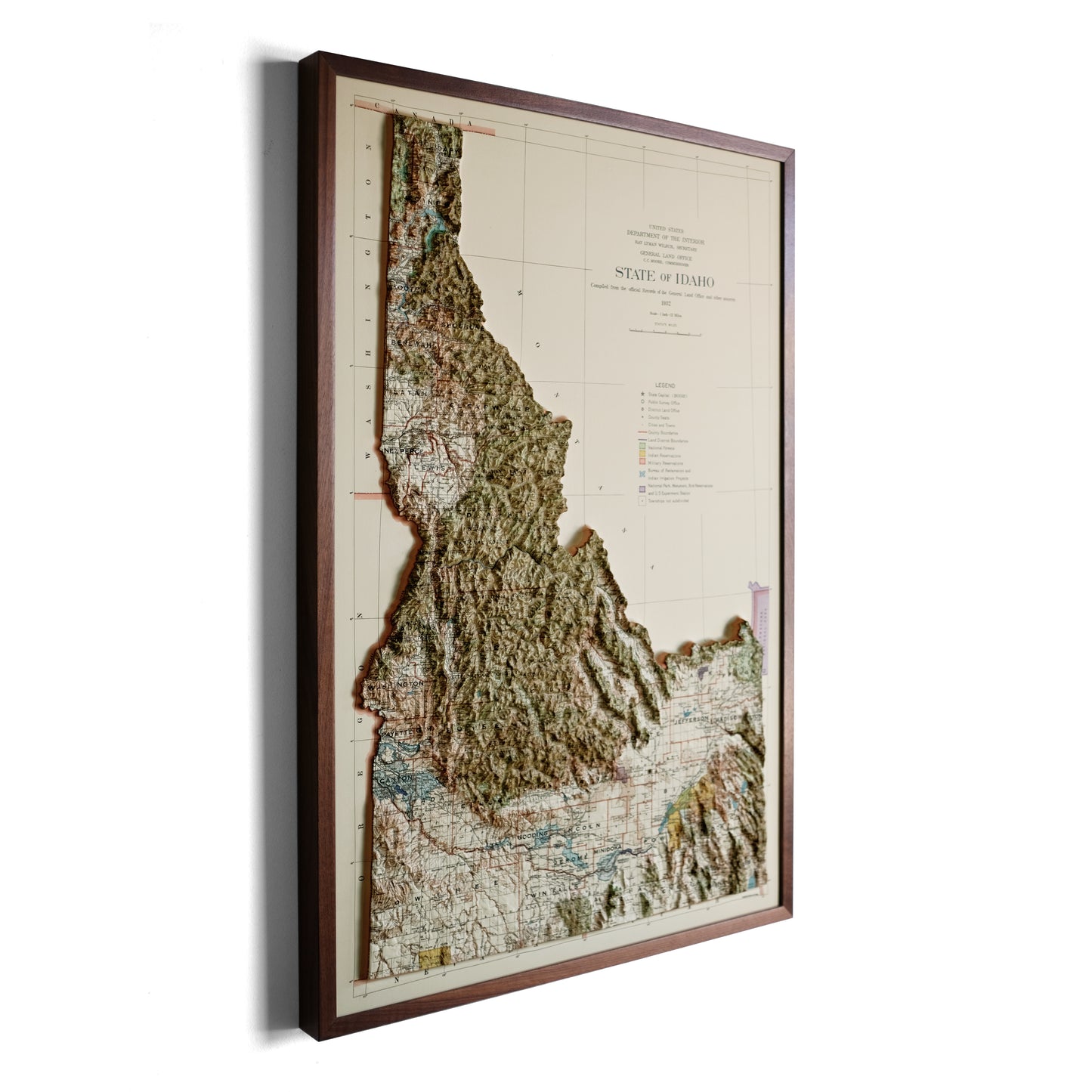 Idaho 1932 3D Raised Relief Map