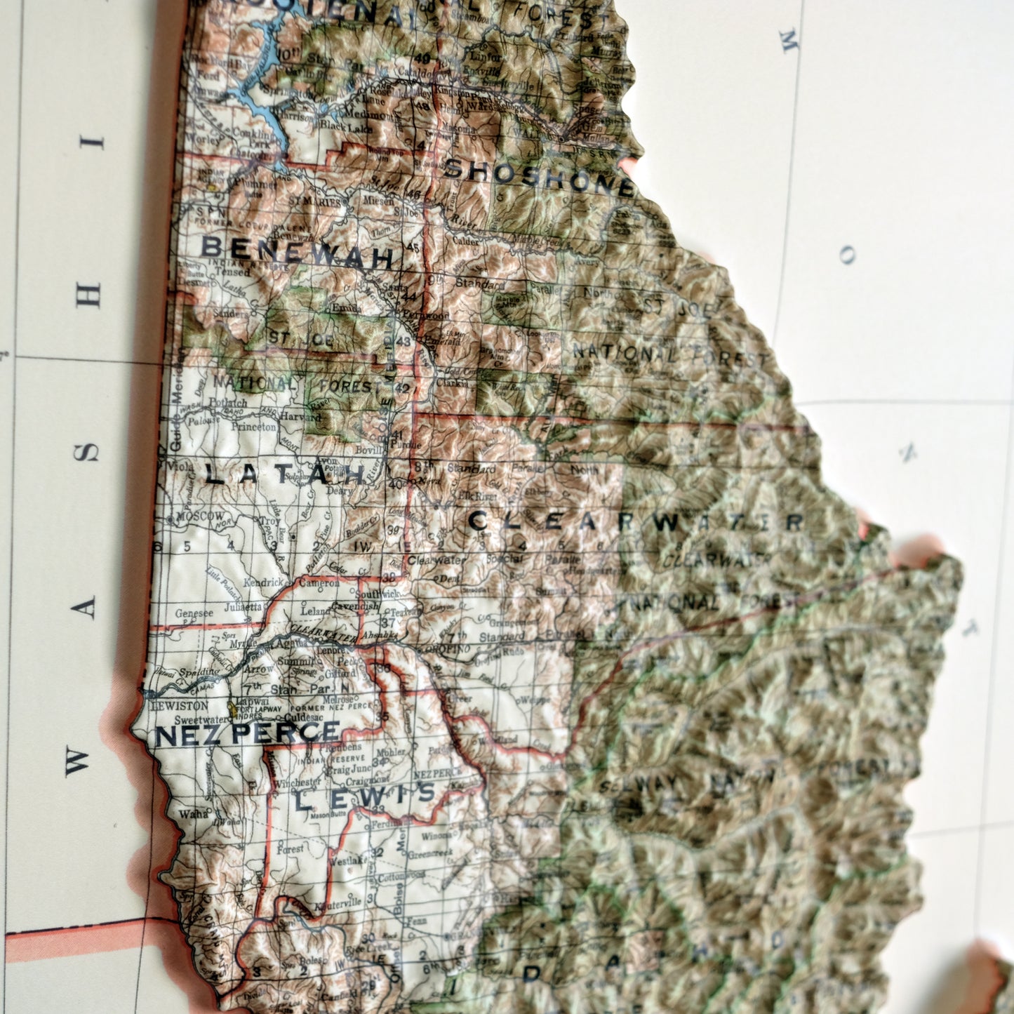 Idaho 1932 3D Raised Relief Map