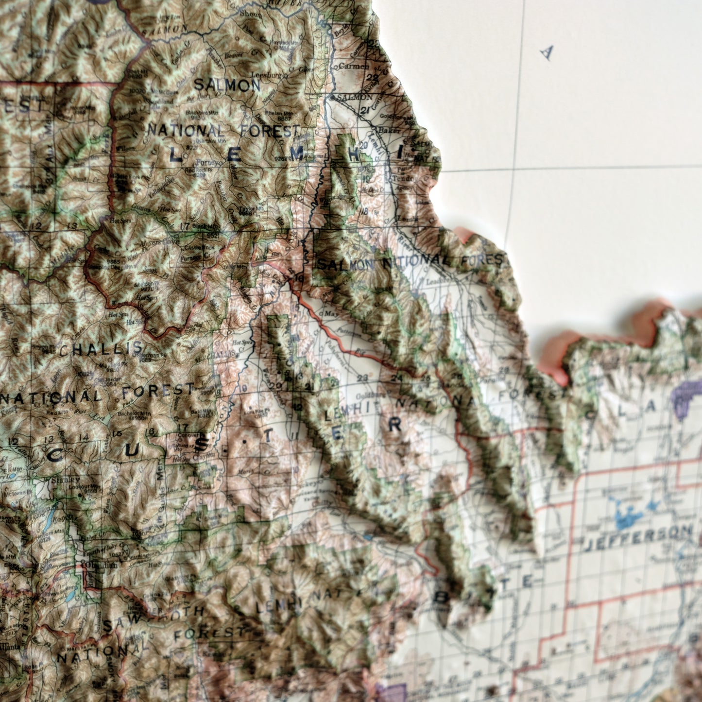 Idaho 1932 3D Raised Relief Map
