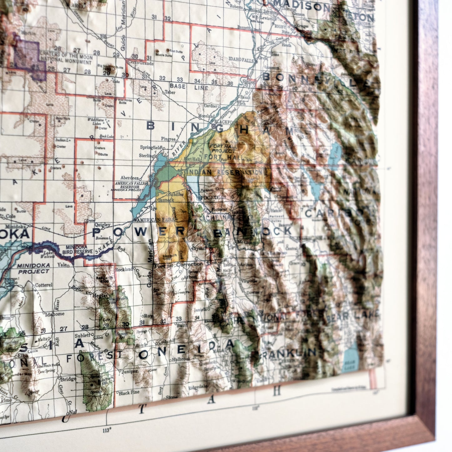 Idaho 1932 3D Raised Relief Map