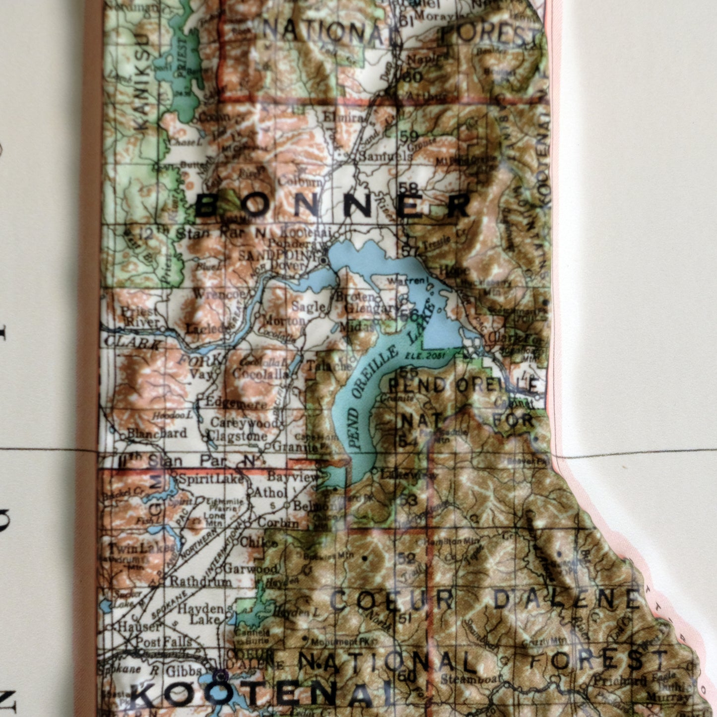 Idaho 1932 3D Raised Relief Map