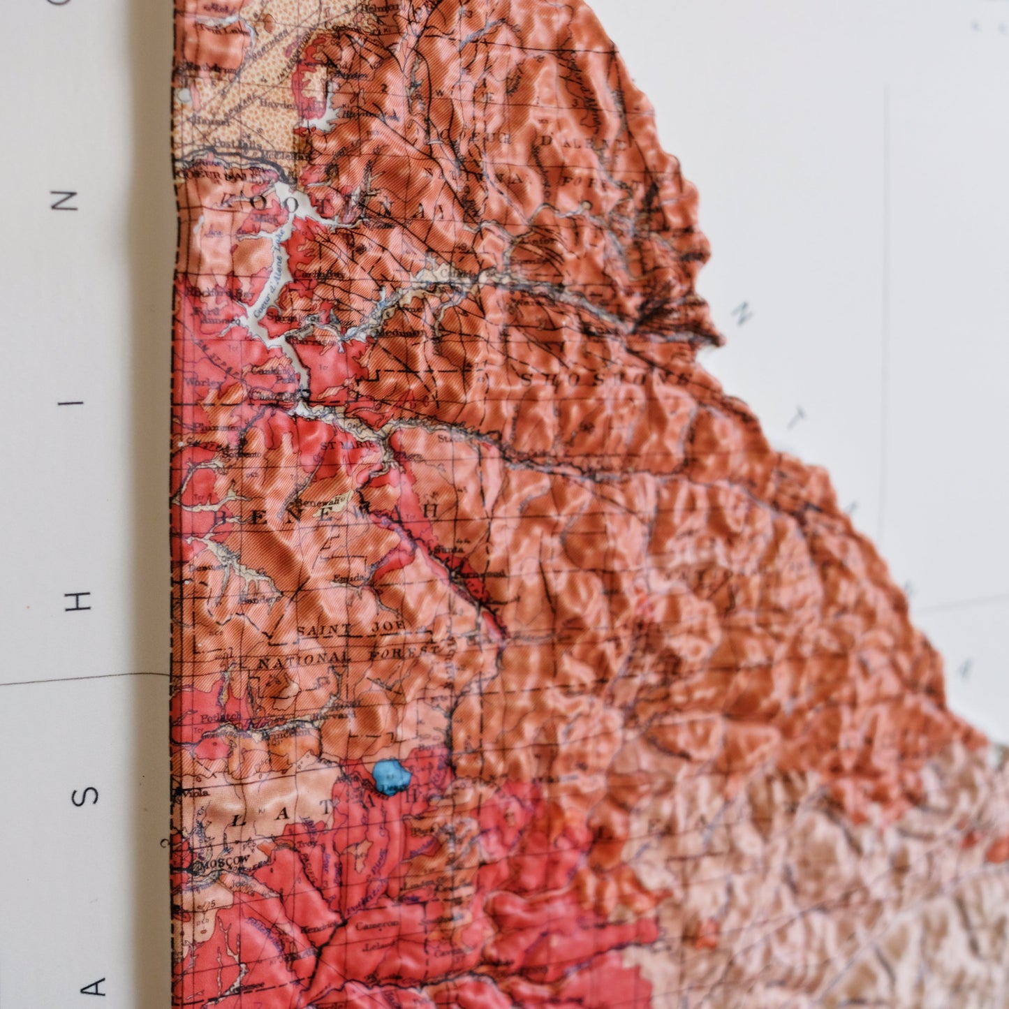 Idaho 1959 3D Raised Relief Map