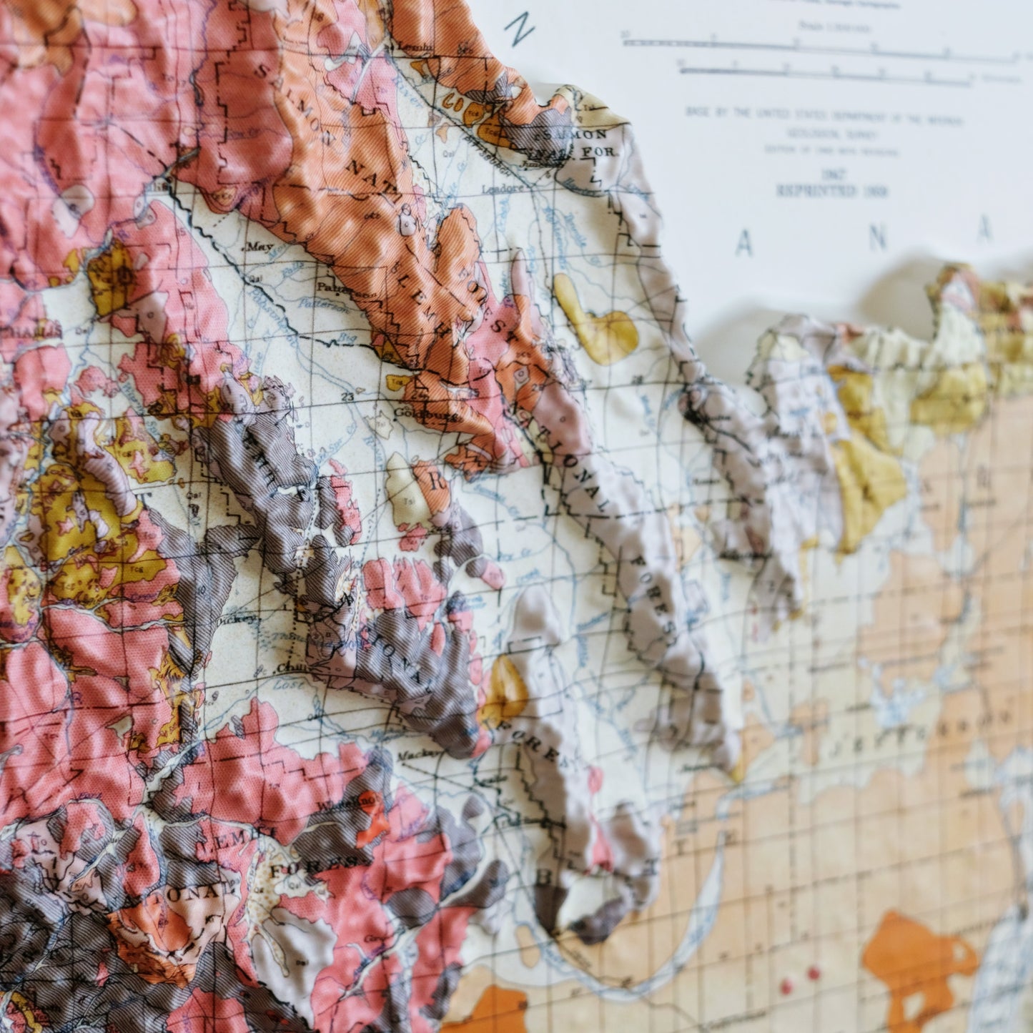 Idaho 1959 3D Raised Relief Map