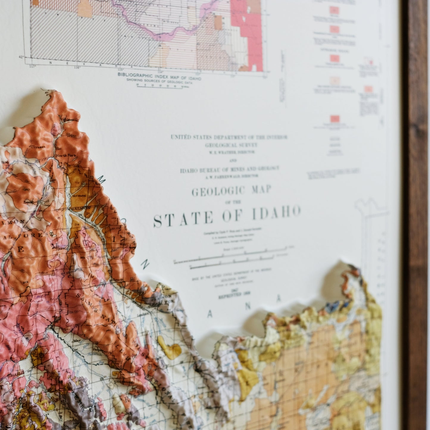 Idaho 1959 3D Raised Relief Map